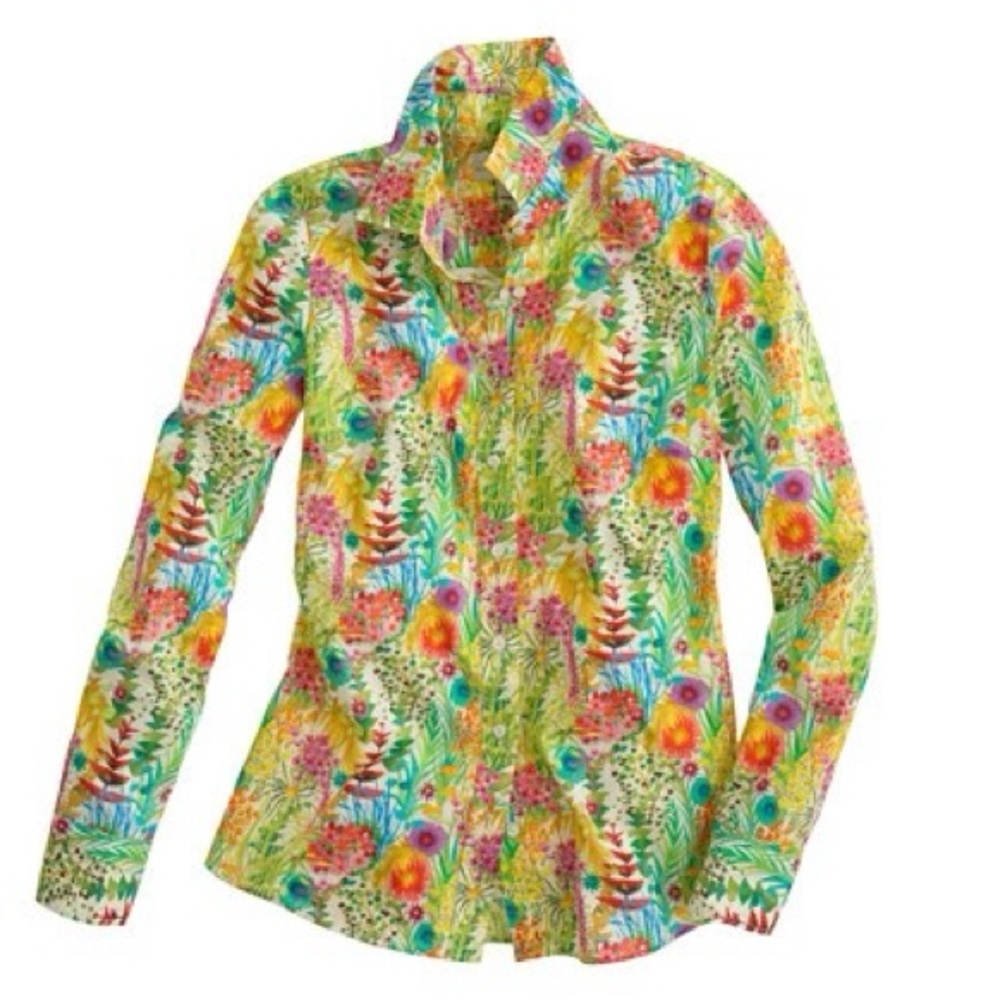 Liberty of London X J Crew button down shirt yellow floral Size 8